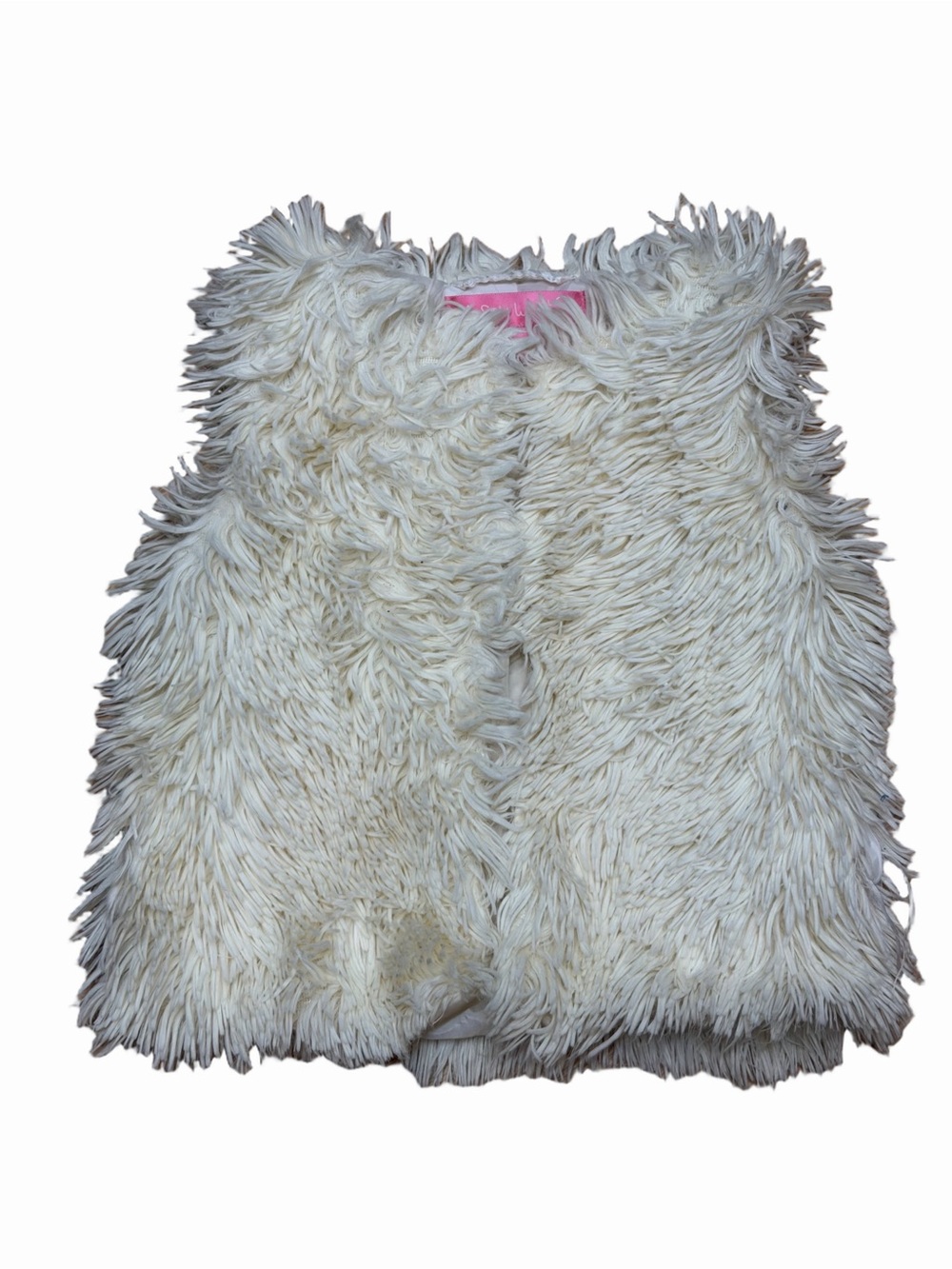 Say What? Girls White Shaggy Faux Fur Vest Y2K Glam Layering Size Small